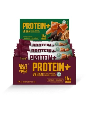 Barra Protein Vegano Pasta Amendoim Caramelo Salgado - Banana Brasil - 9x50g